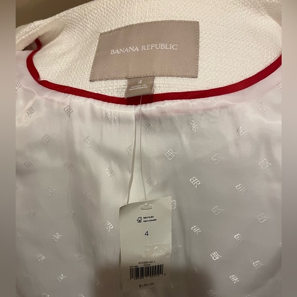 Banana Republic White Military Inspired Round Collar Blazer, size 4 - Picture 6 of 14